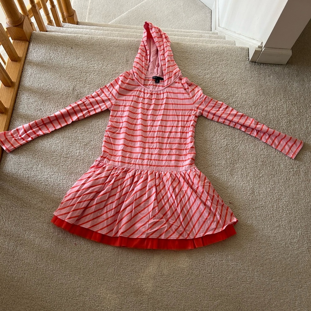 Gap girls light pink long sleeve tutu dress with orange stripes size 12